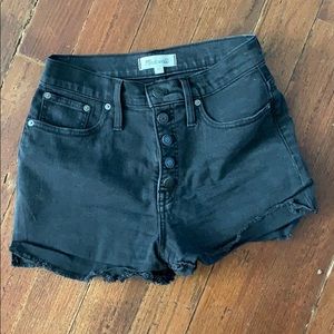 Madewell high rise denim shorts (faded black)